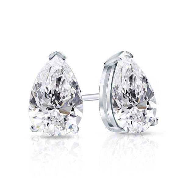 Beauvince GIA G-H SI2 Certified 2.40 Carat Pear Shape Solitaire Diamond Studs