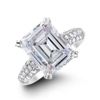 Ice Engagement Ring (5.01 Emerald Cut HSI2 GIA Diamond) in 18K White Gold