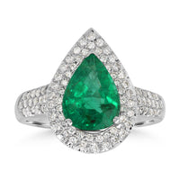 Beauvince Sara Ring (2.29 ct Emerald & Diamonds) in White Gold