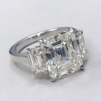Beauvince Ariel 3 Stone Ring (5.82 ct Emerald Cut IVVS2 IGI Diamond) in Platinum