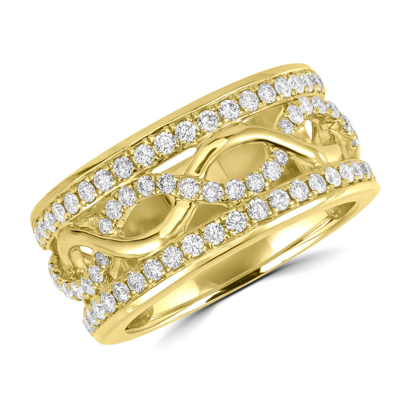 Wave Diamond Band (0.75 ct Diamonds) in Yellow Gold