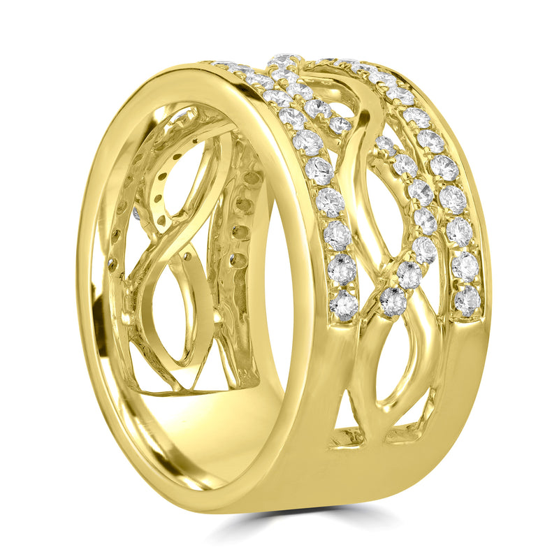 Wave Diamond Band (0.75 ct Diamonds) in Yellow Gold