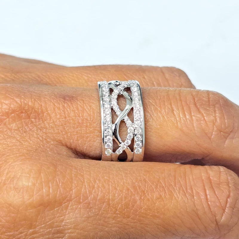 Wave Diamond Band (0.75 ct Diamonds) in White Gold