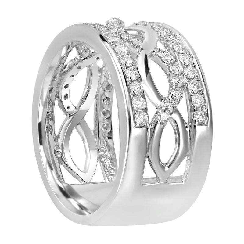 Wave Diamond Band (0.75 ct Diamonds) in White Gold