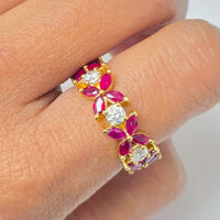 Flora Band (4.63 ct Rubies & Diamonds) in Yellow Gold