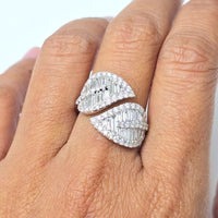 Leaf Wrap Diamond Ring (1.84 ct Diamonds) in White Gold