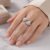 Leaf Wrap Diamond Ring (1.39 ct Diamonds) in White Gold