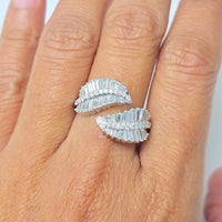 Leaf Wrap Diamond Ring (1.39 ct Diamonds) in White Gold