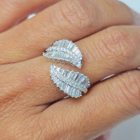 Leaf Wrap Diamond Ring (1.39 ct Diamonds) in White Gold