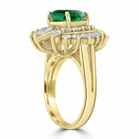 Vintage Eva Emerald & Diamond Cocktail Ring in Gold
