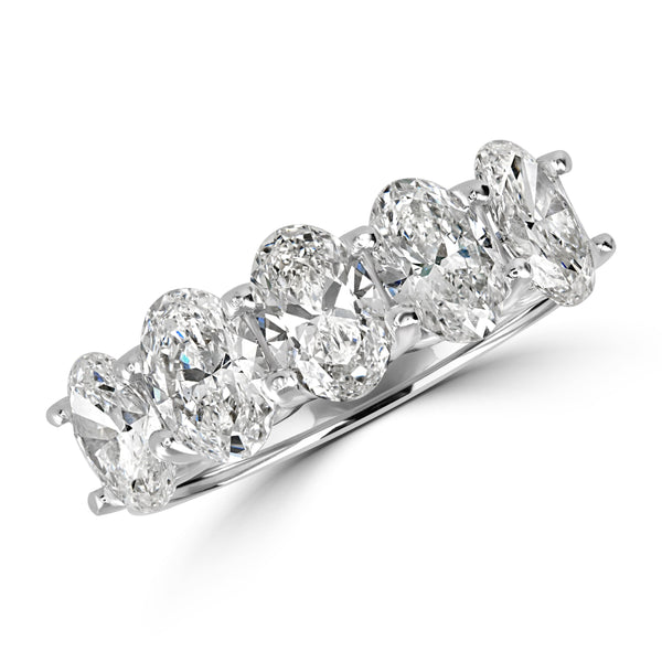 5 Stone Oval Diamond Ring (2.55 ct HI SI Diamonds GIA) in White Gold