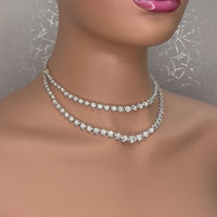 Beauvince Layers Diamond Necklace (14.46 ct Diamonds) in 18K White Gold