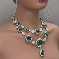 Beauvince Edith Emerald & Diamond Necklace & Earrings Suite (210.67 ct Gemstones)