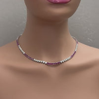 Rosa Necklace (17.2 ct Ruby & Diamonds) in White Gold
