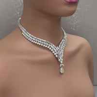 Beauvince Yana Diamond Necklace & Earrings Suite (57.99 ct Diamonds) in White Gold
