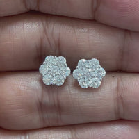 Flower Cluster Diamond Studs (1.27 ct Diamonds) in 18K White Gold
