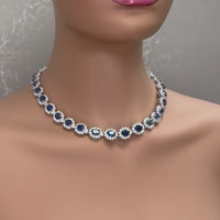 Beauvince Starry Night Necklace (59.08 ct Sapphires & Diamonds) in White Gold
