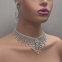 Beauvince Rain Diamond Necklace & Earrings Suite (45.14 ct Diamonds) in White Gold