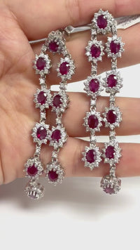 Beauvince Rosemary Ruby Earrings (14.23 ct Rubies & Diamonds) in 18K White Gold