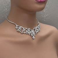 Spring Cluster Diamond Necklace (25.08 ct Diamonds) in White Gold
