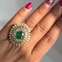 Merida Emerald & Diamond Cocktail Ring (7.19 ct Gemstones) in 18K Gold