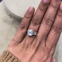 Steps Engagement Ring (3.20 Emerald Cut IVVS2 GIA Diamond) in White Gold