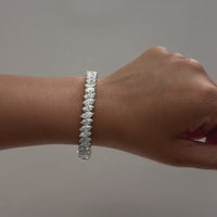 Beauvince Inaya Marquise Solitaire Diamond Bangle in Platinum