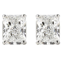 Beauvince GIA JVS Certified 4.02 Ct Radiant Cut Diamond Studs in 18K White Gold