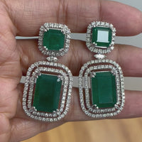 Renee Emerald & Diamond Earrings (28.02 ct Gemstones) in White Gold