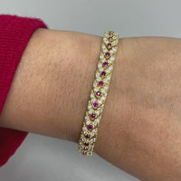 Beauvince Directions Bracelet (4.38 ct Diamonds & Rubies) in Yellow Gold