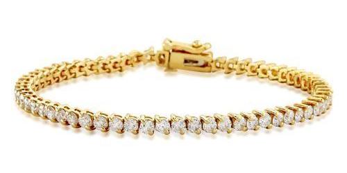 2 Prong Diamond Tennis Bracelet (4.46 ct Diamonds) in Yellow Gold