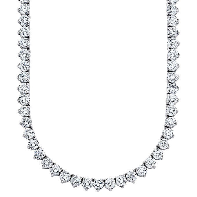 Tennis Necklace (24.96 ct Diamonds) in White Gold