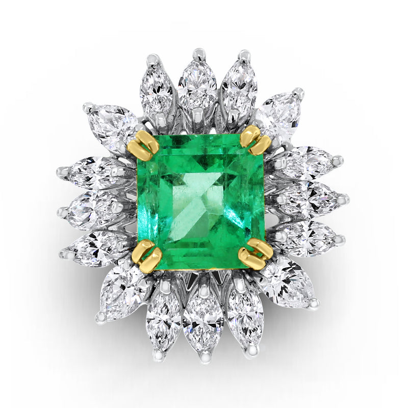 Wizard of Oz Emerald Ring (6.30 ct Emerald & Diamonds) in White Gold