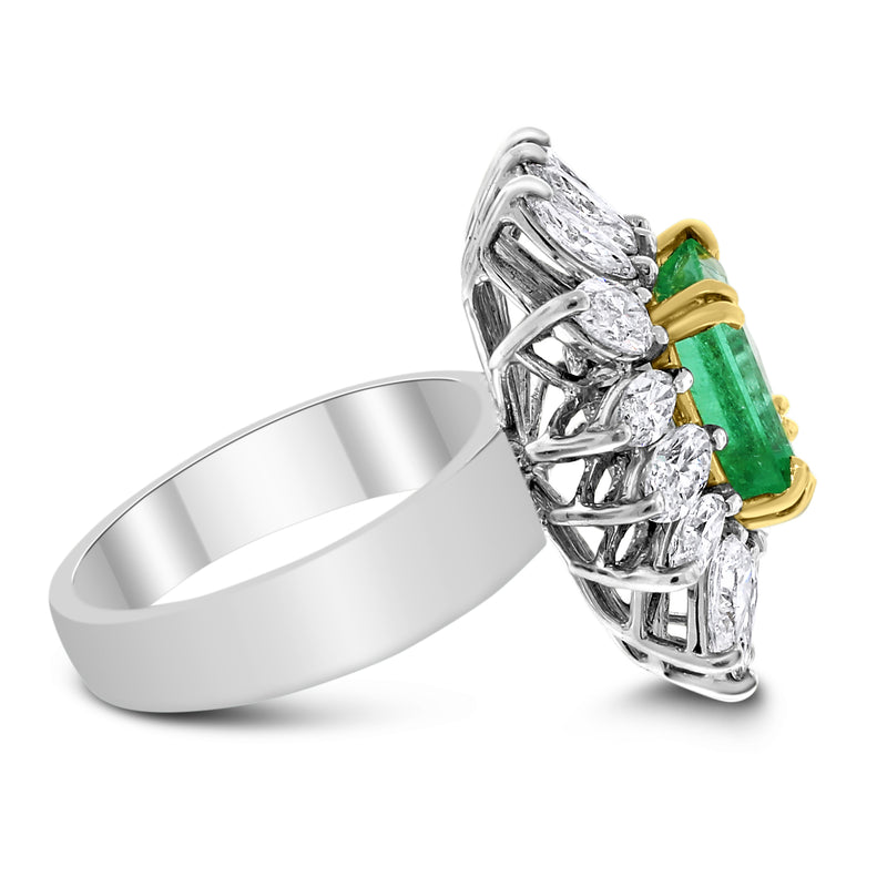 Wizard of Oz Emerald Ring (6.30 ct Emerald & Diamonds) in White Gold