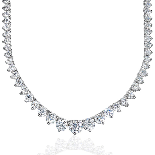 Graduated Necklace (12.16 ct Diamonds) in White Gold