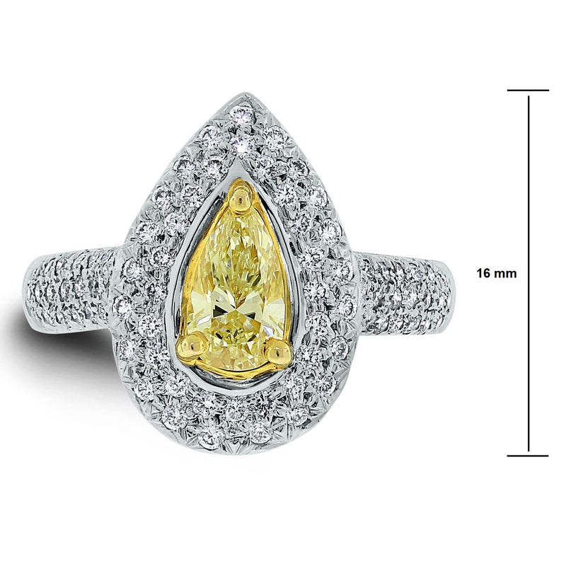 Luz Ring (0.56 ct Pear Shape Fancy Yellow SI2 Diamond) in White Gold