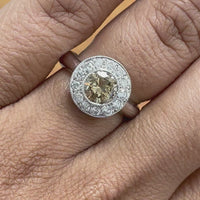 Chunky Chocolate Diamond Ring (0.84 ct Round Fancy Brown Diamond) in White Gold