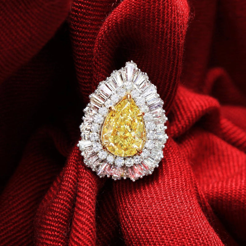 Vibrance Ring & Pendant (5.01 ct Pear Shape Fancy Intense Yellow SI1 GIA Diamond) in Platinum