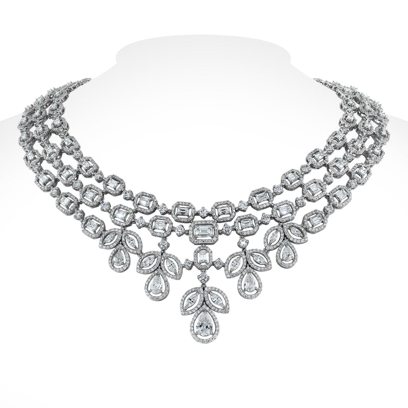 American Diamond Necklace Set Cz Stone Party Wear Premium Design Brass  Jewellery at Rs 1700/set | American Diamond Necklace in New Delhi | ID:  2851341359533