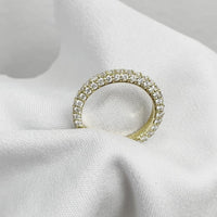 Triple Row Almost Eternity Pave Ring (1.03 ct Diamonds) in Yellow Gold