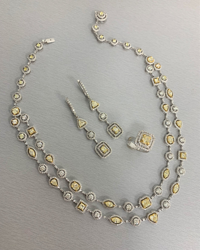 Summer Yellow & White Diamond Earrings (3.47 ct Diamonds) in Gold
