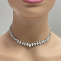 Marquise Diamond Tennis Necklace (9.45 ct Diamonds) in White Gold