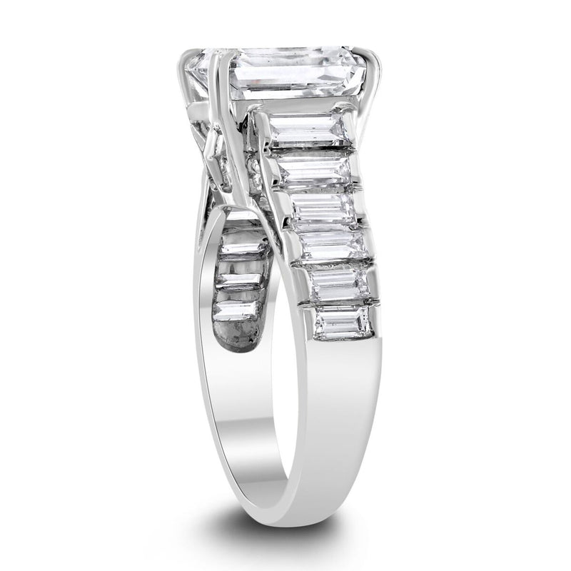 Steps Engagement Ring (3.20 Emerald Cut IVVS2 GIA Diamond) in White Gold