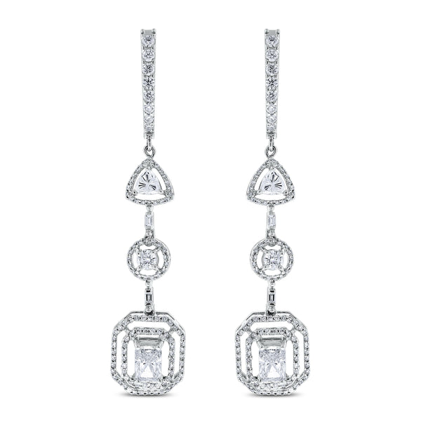 Sansa Solitaire Diamond Earrings (3.41 ct Diamonds) in White Gold