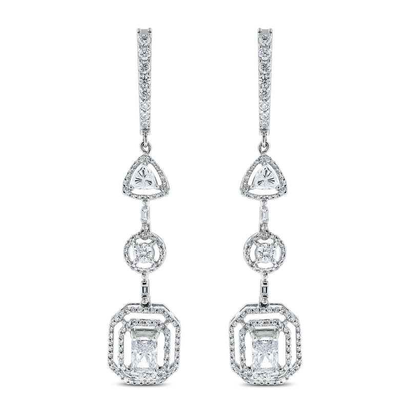 Sansa Solitaire Diamond Earrings (3.41 ct Diamonds) in White Gold