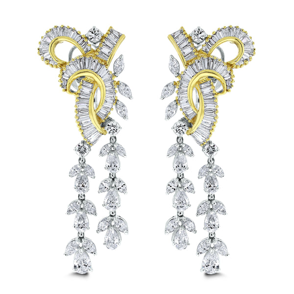 Scintilla Diamond Earrings (8.34 ct Diamonds) in Two Tone Gold