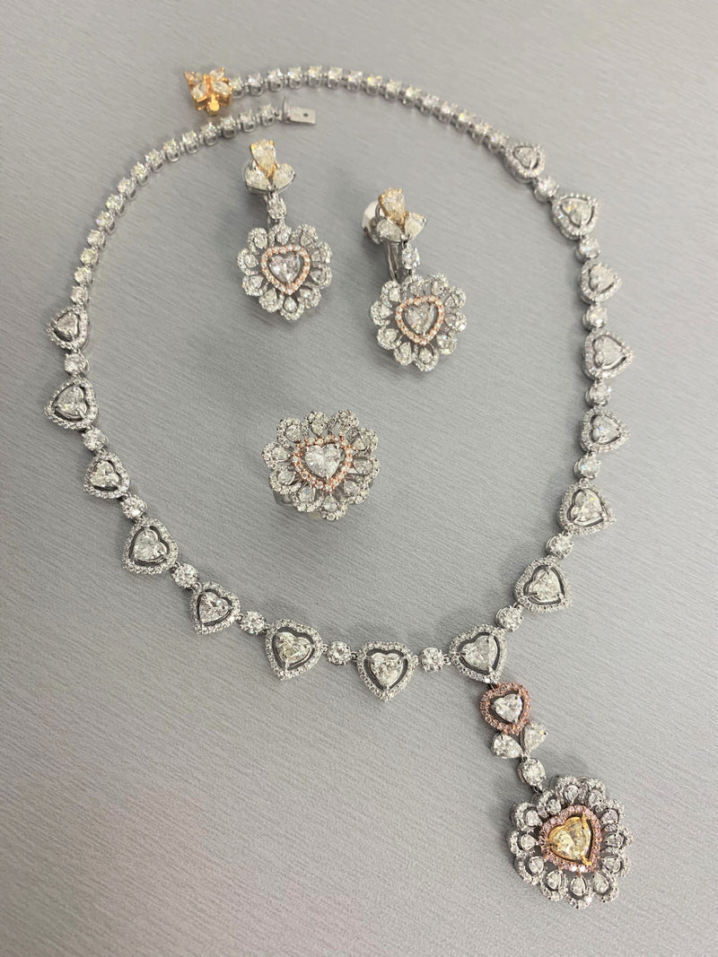 Amore Heart Diamond Necklace (21.95 ct Diamonds) in White Gold