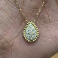 Pear Drop Pendant Necklace (0.85 ct Diamonds) in Yellow Gold