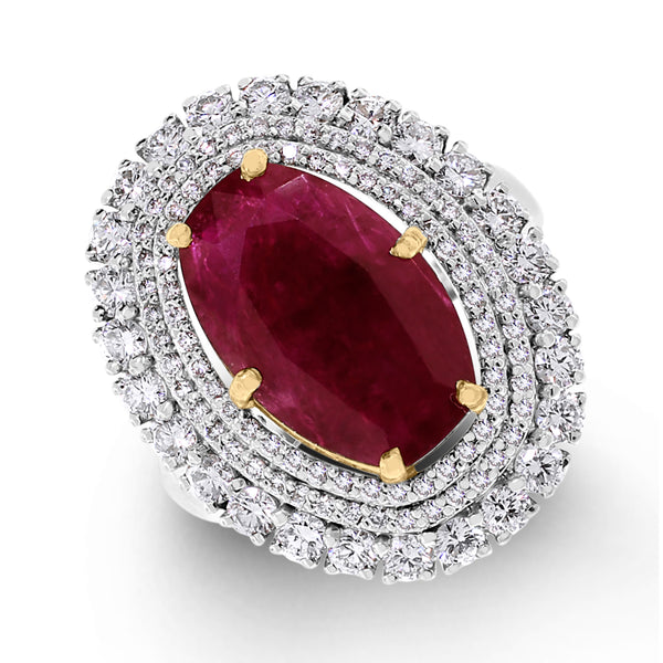 Beauvince Rita Ring (5.83 cts Ruby & Diamonds) in Gold