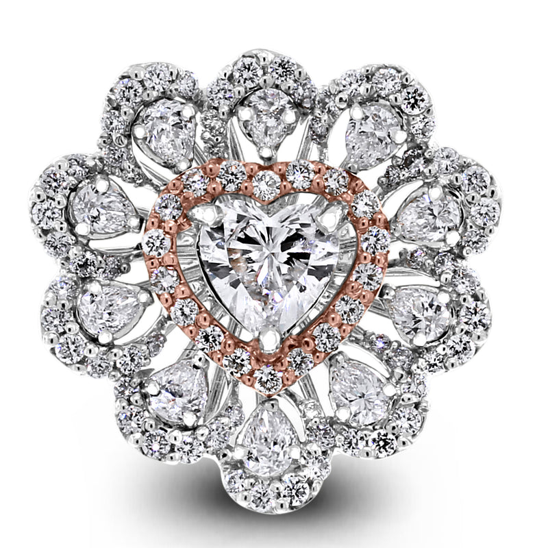 Amore Heart Diamond Ring (1.79 ct Diamonds ) in White Gold